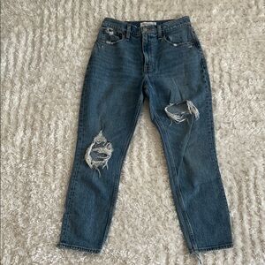Abercrombie & Fitch Blue Distressed Ankle Jeans